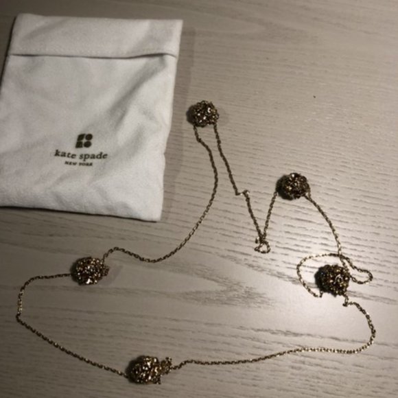 Gold and Amber Pave Ball Necklace - Picture 2 of 3